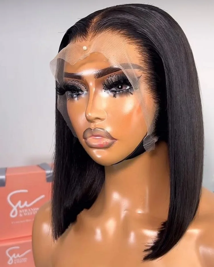 

Прямой короткий парик Боб, человеческие волосы, девственные волосы Реми, двойной рисунок, парик из человеческих волос, 3x длинный срок службы, 13x4 HD, парики на шнуровке спереди