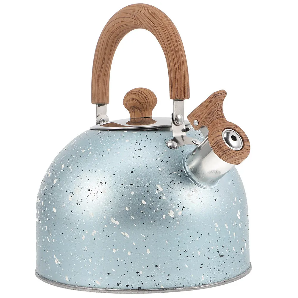 

Stainless Steel Whistling Tea Kettle 1.5L Wood Handle Water Boiling Pot For Kitchen Stovetop Gas Induction Cooker Portable