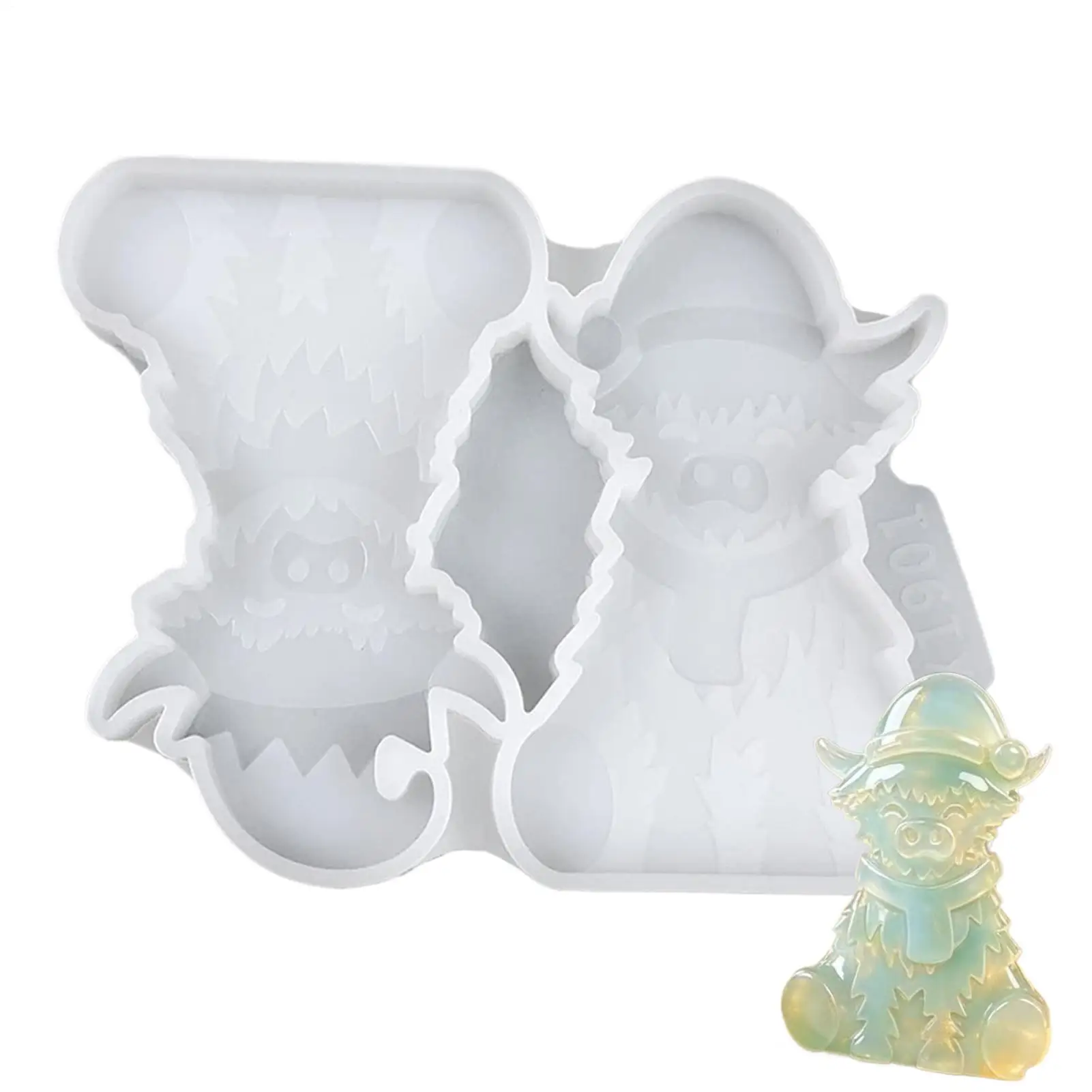 Christmas Highland Cow Silicone Mold Cow DIY Drip Glue Gypsum Cement Mold DIY Candle Making Mould Resin Plaster Moulds