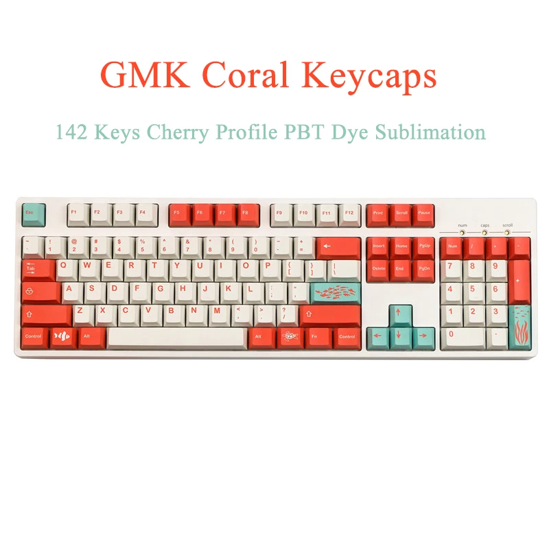 

142 клавиши GMK Coral Keycaps Cherry Profile GMK Keycaps PBT Dye Sublimation Keyboard Keycap для MX Switch 61 63 64 68 75 84 87 980