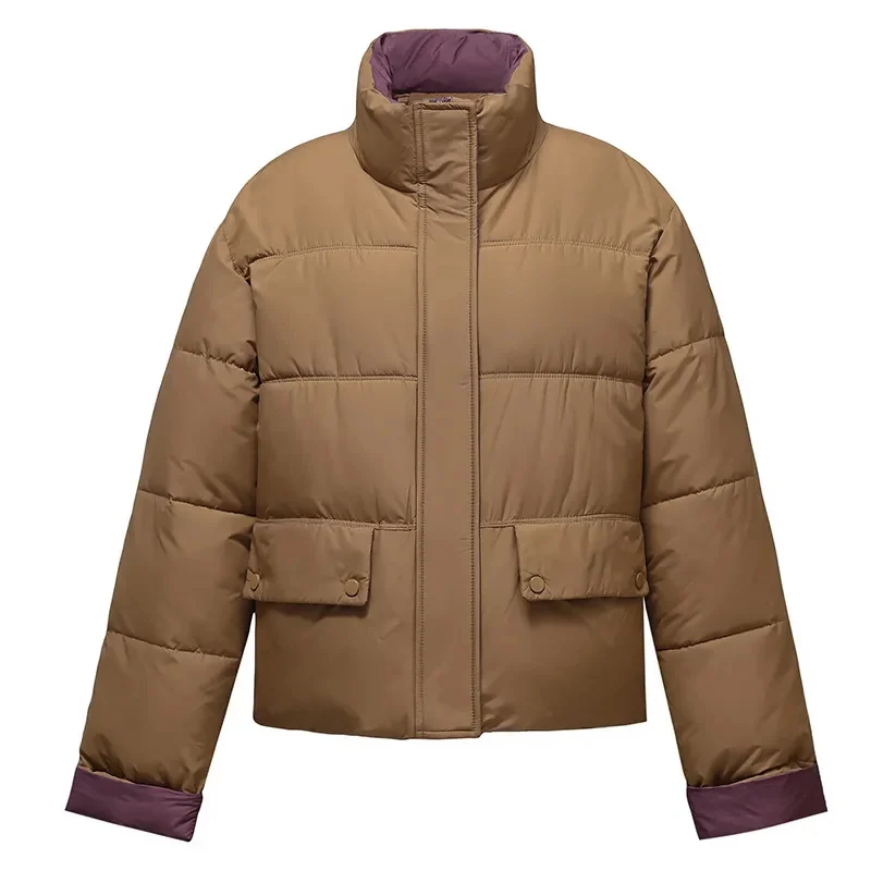 Winter Unten Mantel Frauen Parkas 2025, Neue Warme Baumwolle Gefütterte Jacke Brot Outwear Mode Kurze Stehkragen Mantel Weibliche Tops