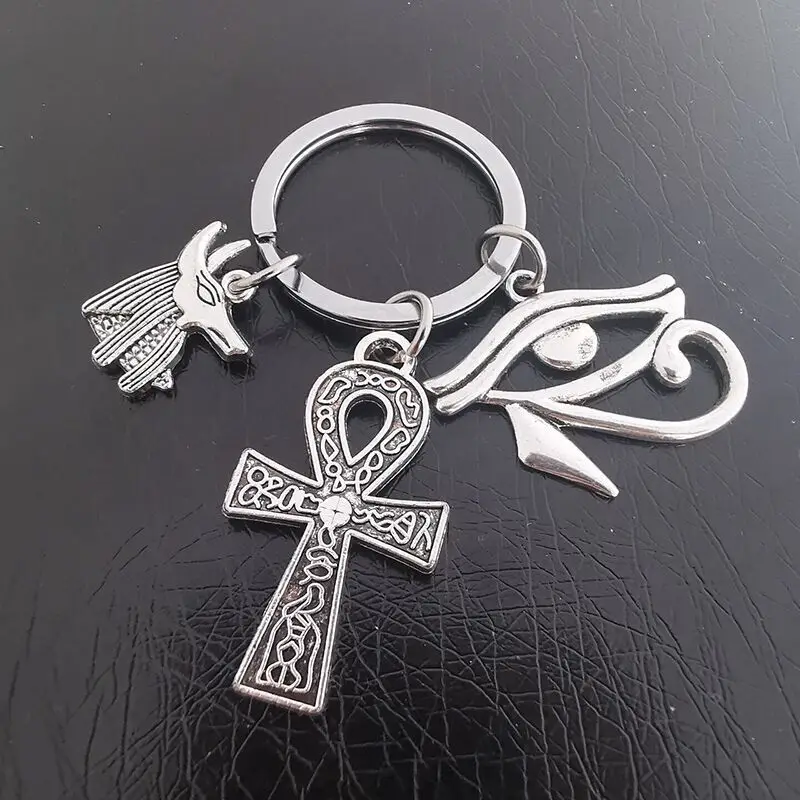 Ägypten Ankh Anubis Amulette Kreuz Schlüsselanhänger für Auto Frauen Männer personalisiertes Geschenk Hochzeit Souvenirs Gäste coole Dinge Handwerk – Detail 1