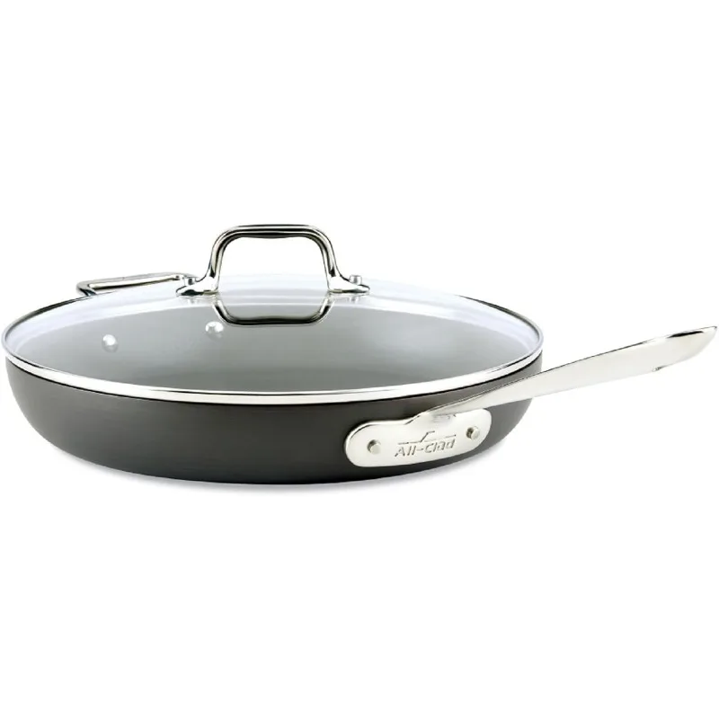 

HA1 Hard Anodized Nonstick Fry Pan 12 Inch Induction Oven Broiler Safe 500F, Lid Safe 350F Pots And Pans, Cookware Blac
