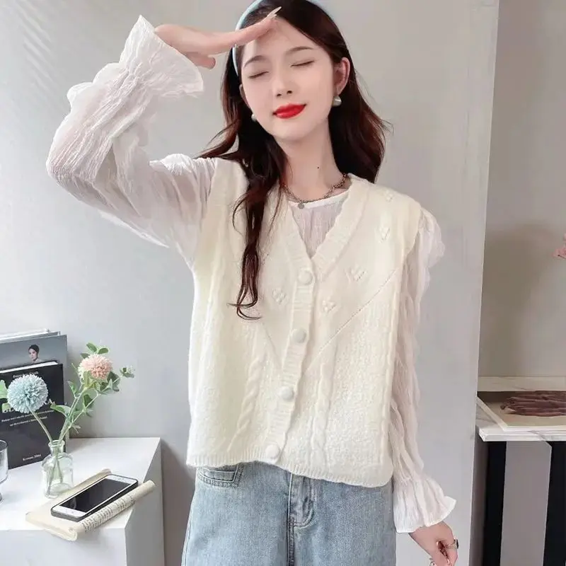 Knitted Vest Vest Women Vest Sweater Cardigan Vest Spring and Autumn Wear 2025 New Comfortable Top