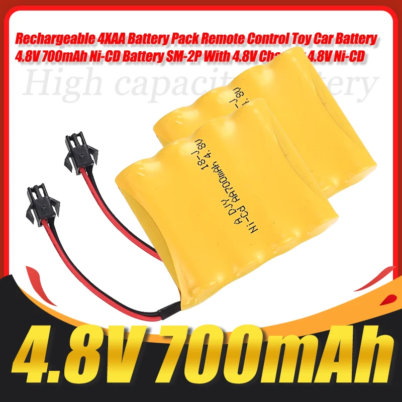 High Quality New Rechargeable 4XAA Battery Pack Remote Control Toy Car Battery 4.8V 700mAh Ni-CD Battery SM-2P