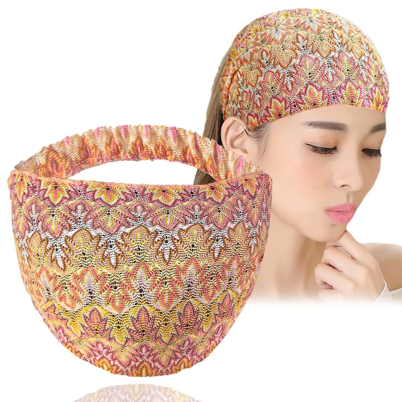 

Fashion Elastic Wide Hairband Covering Gray Hair Headscarf Colorful Knitted Fine Hair Accessories Headband Outdoor Hairband