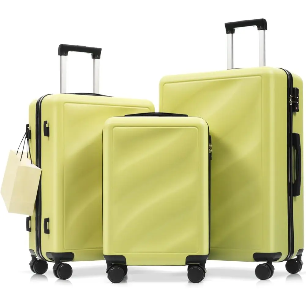 3-Piece Lightweight Durable ABS Luggage Set with Spinner Wheels and TSA Lock, Ideal for Carry-on and Checked Travel