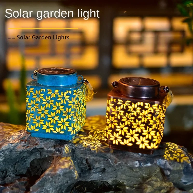 

Outdoor Solar Lamp Hollow Projection Lantern Home Landscape Courtyard Hanging Lamp Balcony Decorative Lamp