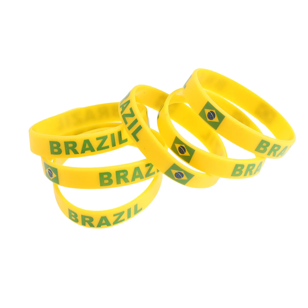

6 pcs Silicone Wristbands Durable Soft Comfortable Country Flag Sports Fans Sweat Absorbing One Size Fits Most