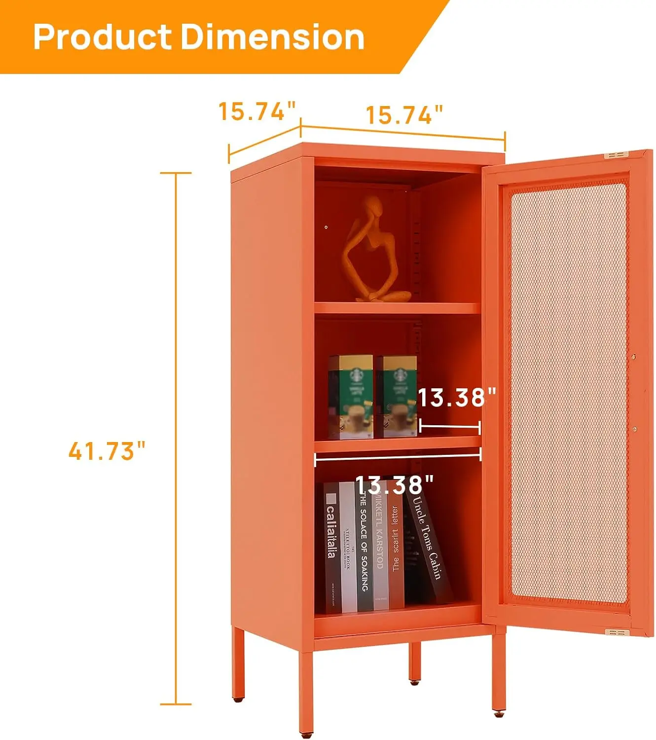 

Slim Metal Storage Cabinet With Mesh Doors - 42'' Tall Narrow Organizer Tower, Compact Freestanding Cabinet, Versatile Utility
