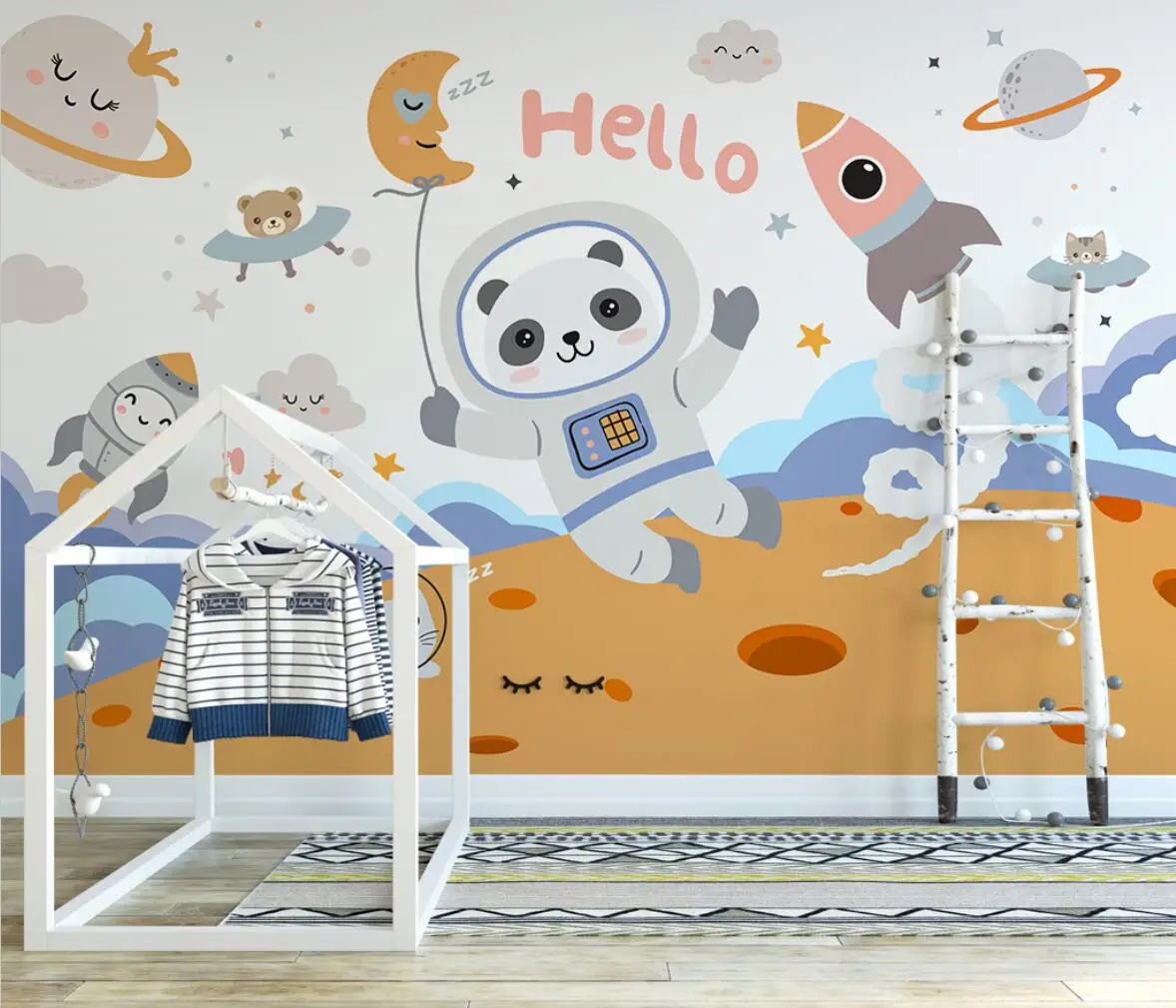 

beibehang Custom Cute bear space astronaut photo mural wallpaper for children's room TV background wall paper 3D wall stickers