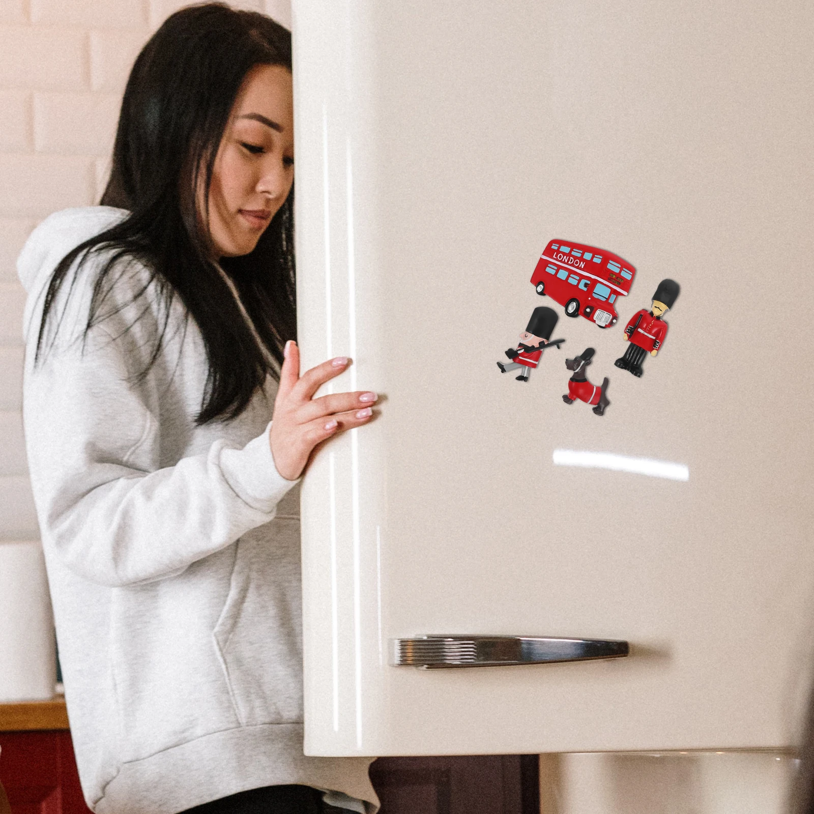 مغناطيس الثلاجة ديكورات على الطراز البريطاني ثلاجة المطبخ ملصق الثلاجة مادة الراتنج سطح أملس