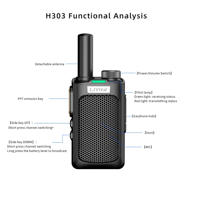 Small portable 5W UHF analog walkie talkie two way radio camping long range communication children LIYITO