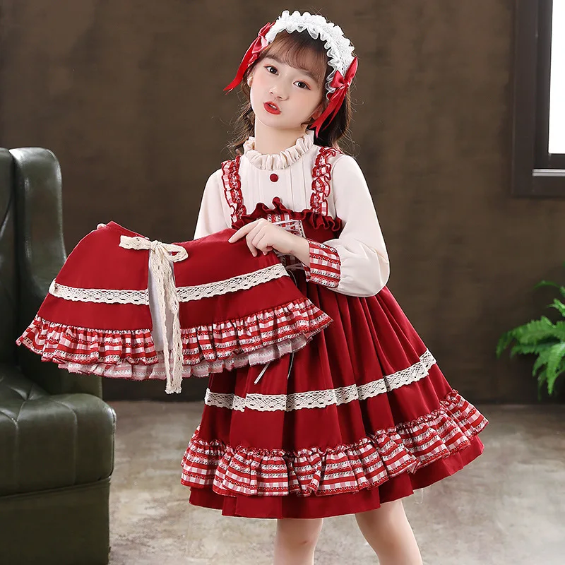 Little Red Riding Hood Lolita Princess Dress Girls Spring Clothing Kindergarten Children's Fairy Tale Performance Costume Set