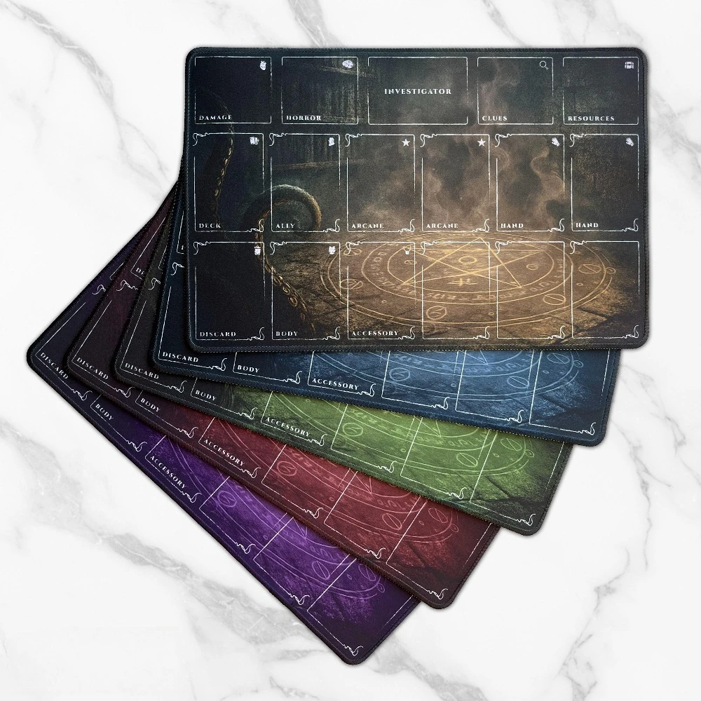 Arkham Horror Card Game Player Mat LCG Investigator Game Mat with Deck Zones Non-Slip Stitched Edges Playmat Tapis De Souris