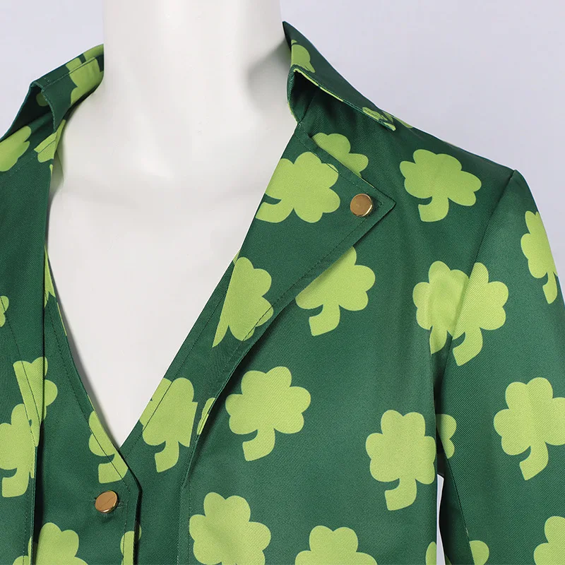 2025 Spring/Fall Irish Party Four-Leaf Clover Tuxedo  for Men with Hat,Halloween Irish Festival Printed Tailcoat,Ireland Costume - view 4