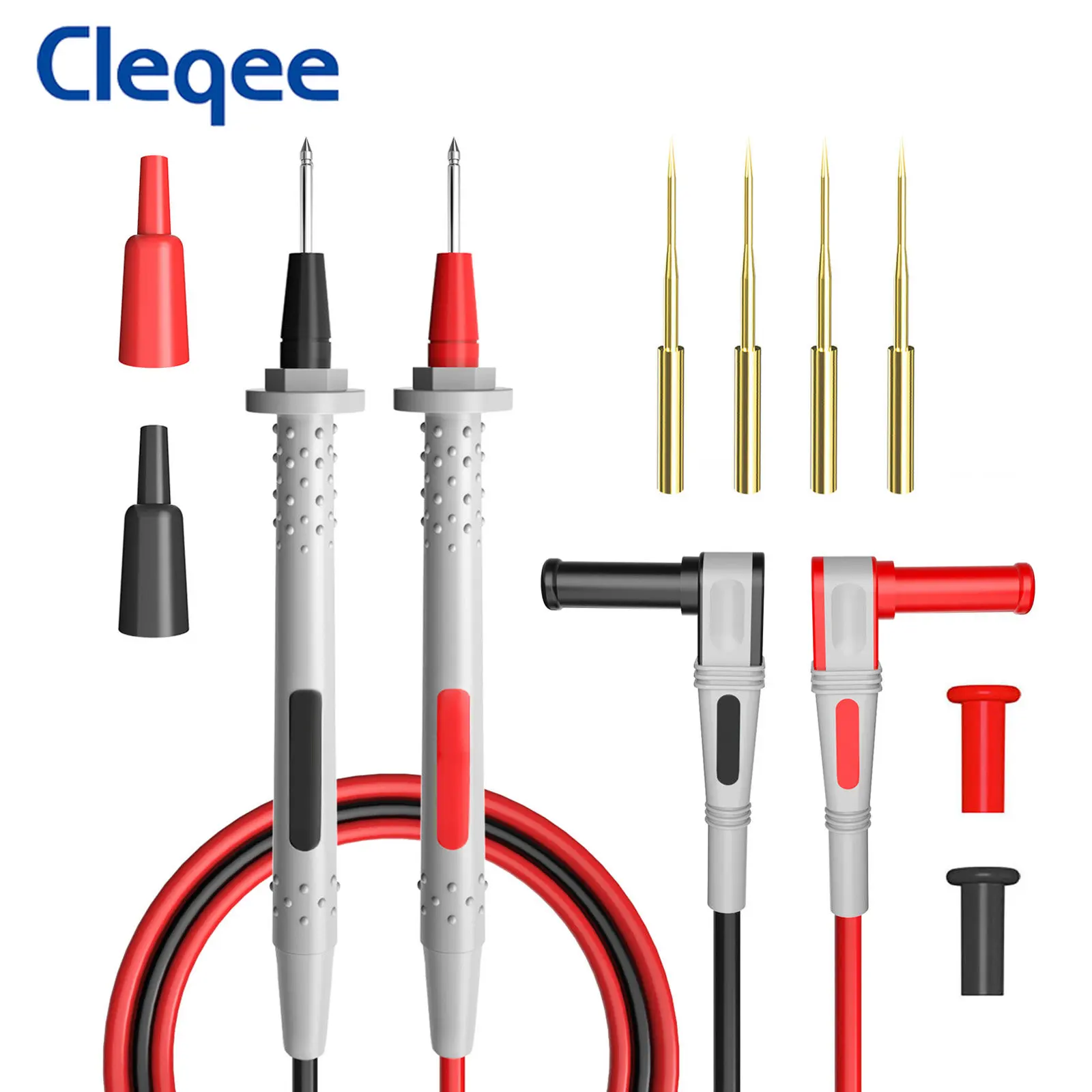 Cleqee P1505B Double-Layer Silicone Multimeter Test Lead Probes 4mm Banana Plug Sharp Replacement Needles 1.5M Wire 1000V/10A