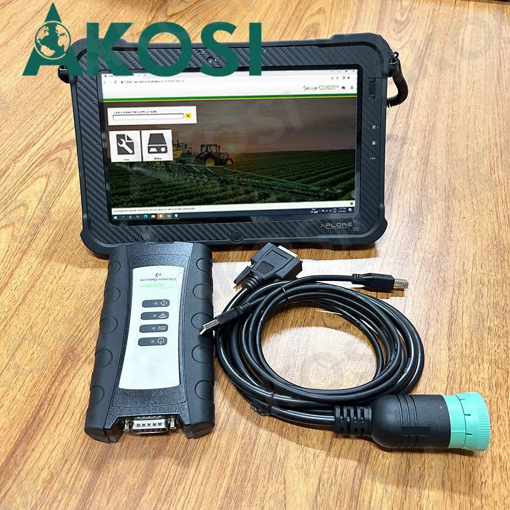 

For EDL Scanner Interface For EDL V3 Agricultural Tractor Heavy Vehicle Diagnostic Kit Tool JD Service+Xplore tablet