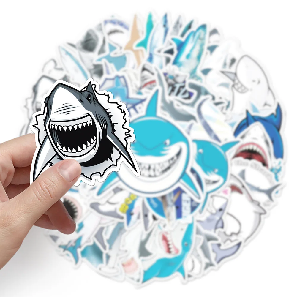 10/30/50pcs Cool Shark Stickers Pack Graffiti Decals DIY Notebook Laptop Car Classic Toy Water Bottle Waterproof Sticker for Kid