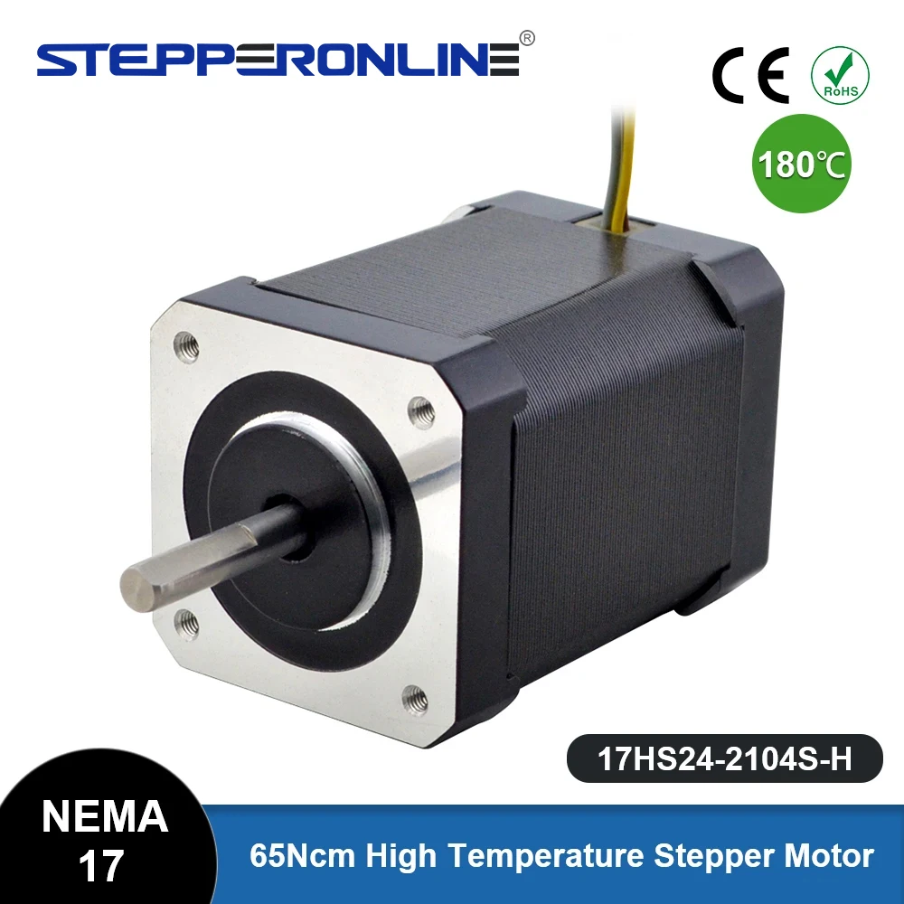 High Temperature Nema 17 Stepper Motor 65Ncm(92oz.in) 60mm 2.1A 4-lead Insulation Class H 180℃ for CNC Extruder 3D Printer