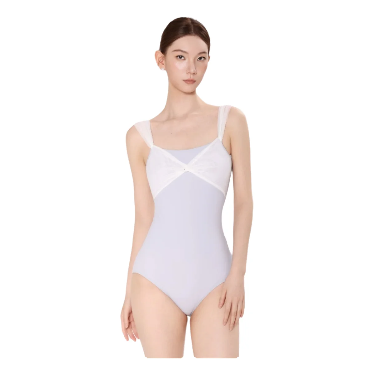 Ballet Leotard For Women Practicing Mesh Knotting, Contrasting Neckline, Gymnastics Dress, Adult Aerial Yoga Costume