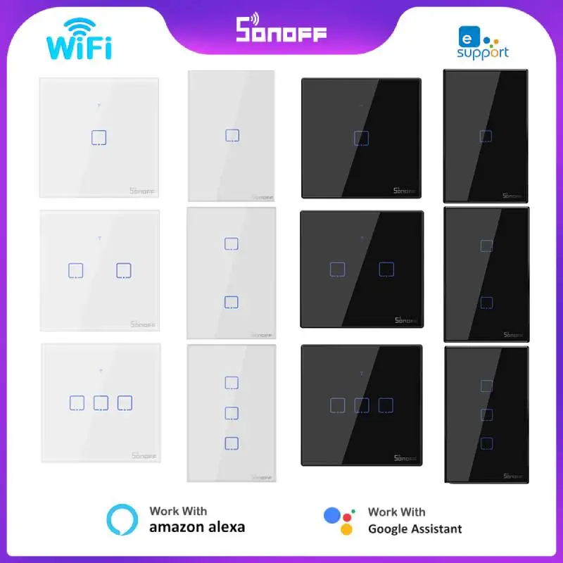 SONOFF TX Wifi Smart Wall Touch Switch T0 T1 T2 T3 EU US UK 1/2/3Gang Smart Home Control For EWelink APP RF433 Alexa Google Home