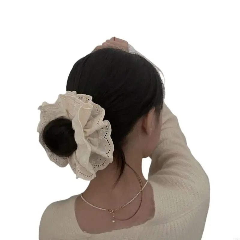 

340D High Elastic Hair Rope Lace Trim Hair Scrunchy Ponytail Large Hair Scrunchies Do Not Hurt Hair for Girls Hair Decors