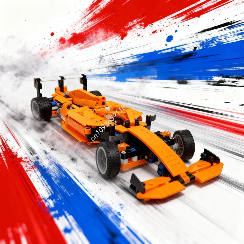 

458 деталей MOC B Модель гоночного автомобиля Формулы-1, технический конструктор, архитектурные игрушки, креативная идея, рождественские подарки, развивающие кубики для детей