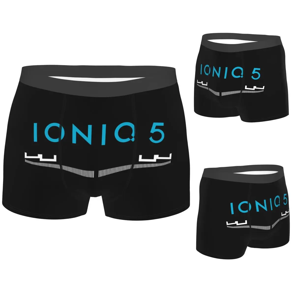 

Boxer Underpants Shorts Ioniq 5 Iconic Front Grill And Logo In Blue Panties Men's Soft Underwear for Homme Man Boyfriend Gift