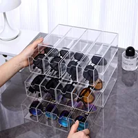 Caja de almacenamiento de gafas estilo cajonera, caja de almacenamiento apilable de escritorio adecuada para gafas de sol, organizador de gafas para miopía, 1 ud.