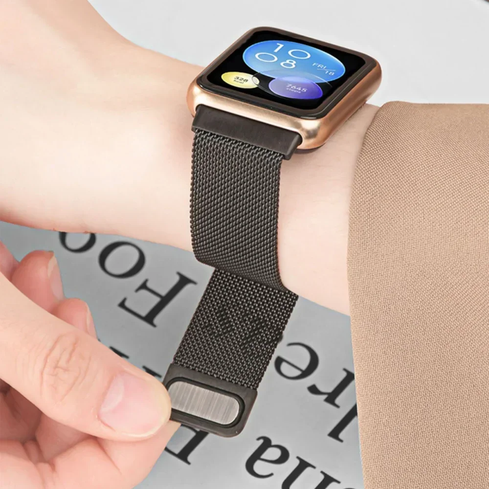 Миланская петля для часов Huawei Fit/Fit2, умные магнитные металлические браслеты из нержавеющей стали, часы Huawei, подходят для 2-полосных аксессуаров
