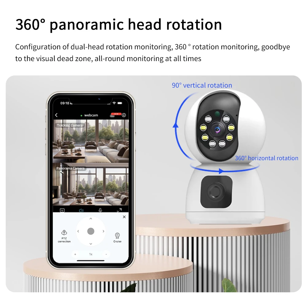 1080P HD WiFi Camera Wireless Baby Monitor Auto Tracking Ai Human Detection Indoor Home Secuiryt Surveillance PTZ Cameras