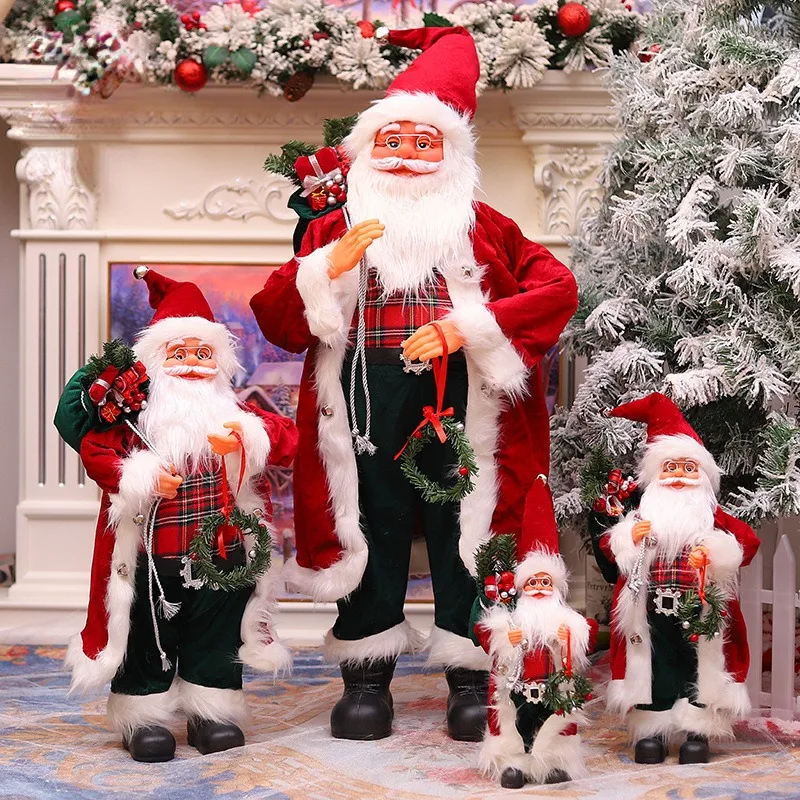 

2023 Christmas Large Santa Claus Dolls 90cm Ornaments Standing Santa Figurine Doll Christmas Decoration navidad home decor Gift