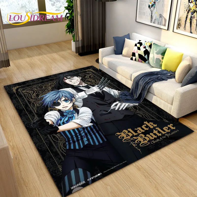 บัตเลอร์สีดำอะนิเมะการ์ตูนพรมพรมพรมสำหรับห้องรับแขกห้องนอนโซฟาพรมเช็ดเท้าตกแต่ง,เด็กเล่น Non-Slip