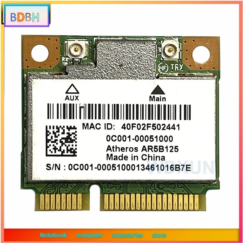 Placa de Rede Sem Fio Mini PCIE 2.4G BD Atheros AR5B125 AR9485 150Mbps Suporte para AMD para Laptops Dell ASUS Samsung Acer