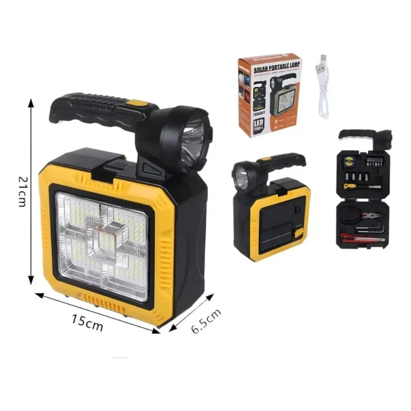 Solar-Powered Handheld Spotlight - Built-In Tool Kit, High-Power LED Rechargeable Emergency Light for Outdoor Activities