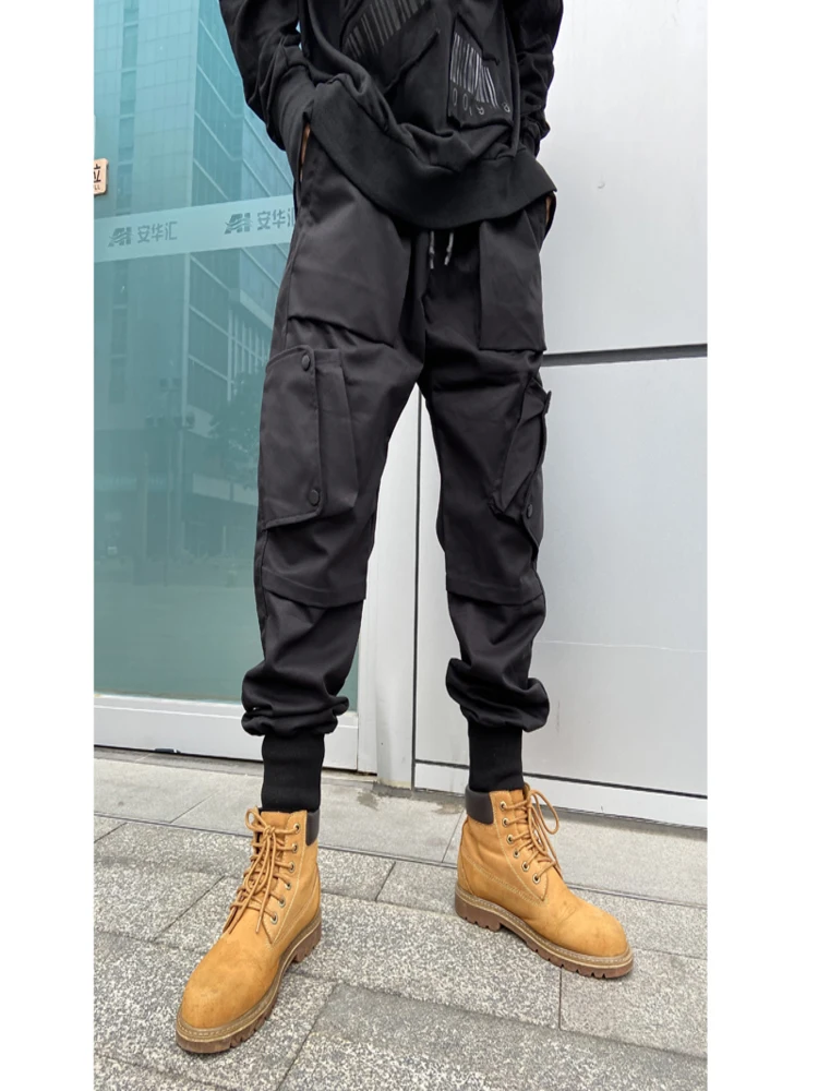 Cool fall/winter Black Trend Pants Techwear Casual Large Pocket Ankle Cargo men's Slacks