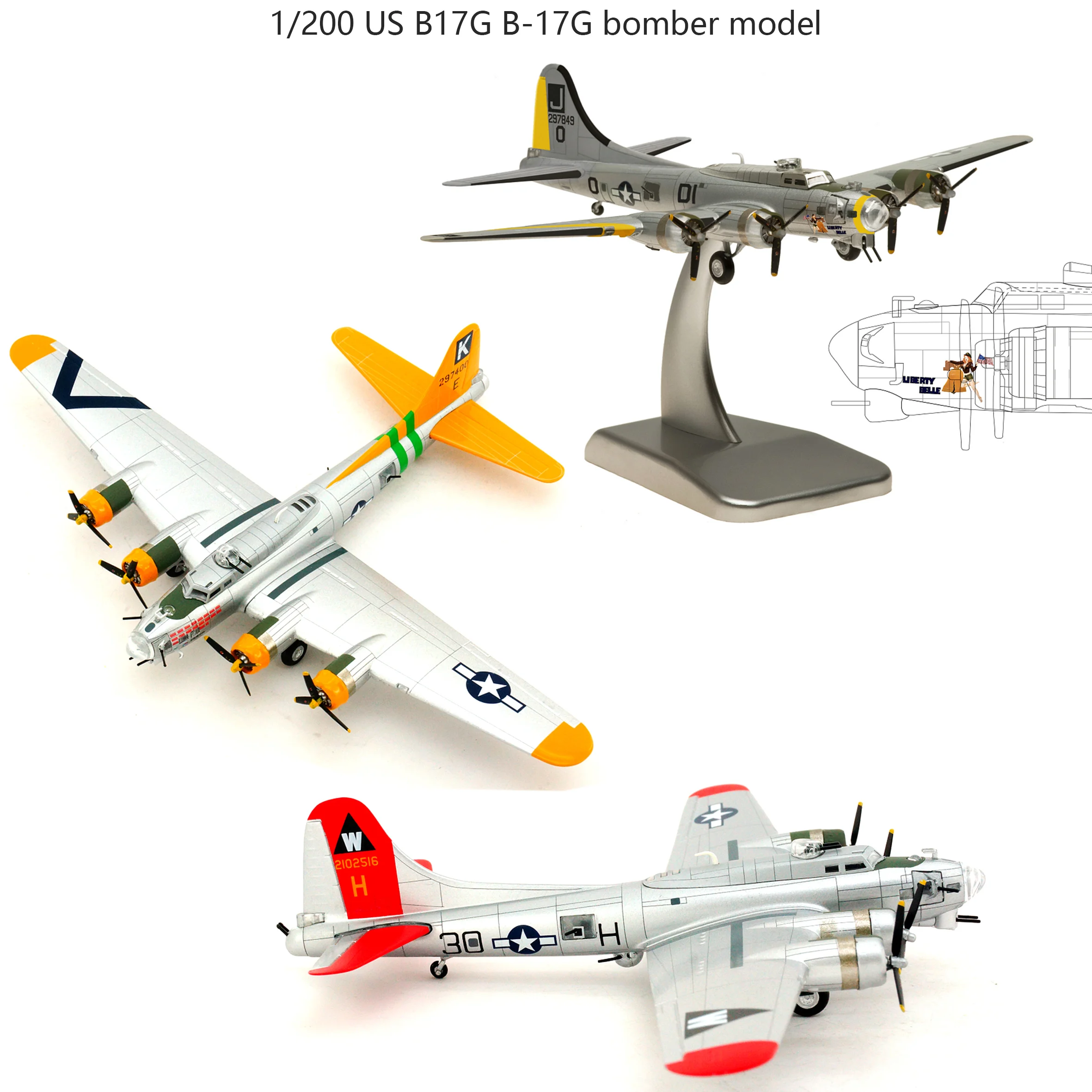 

1/200 US B17G B-17G bomber model HG5965/HG5958/HG5972 Alloy Collection Model