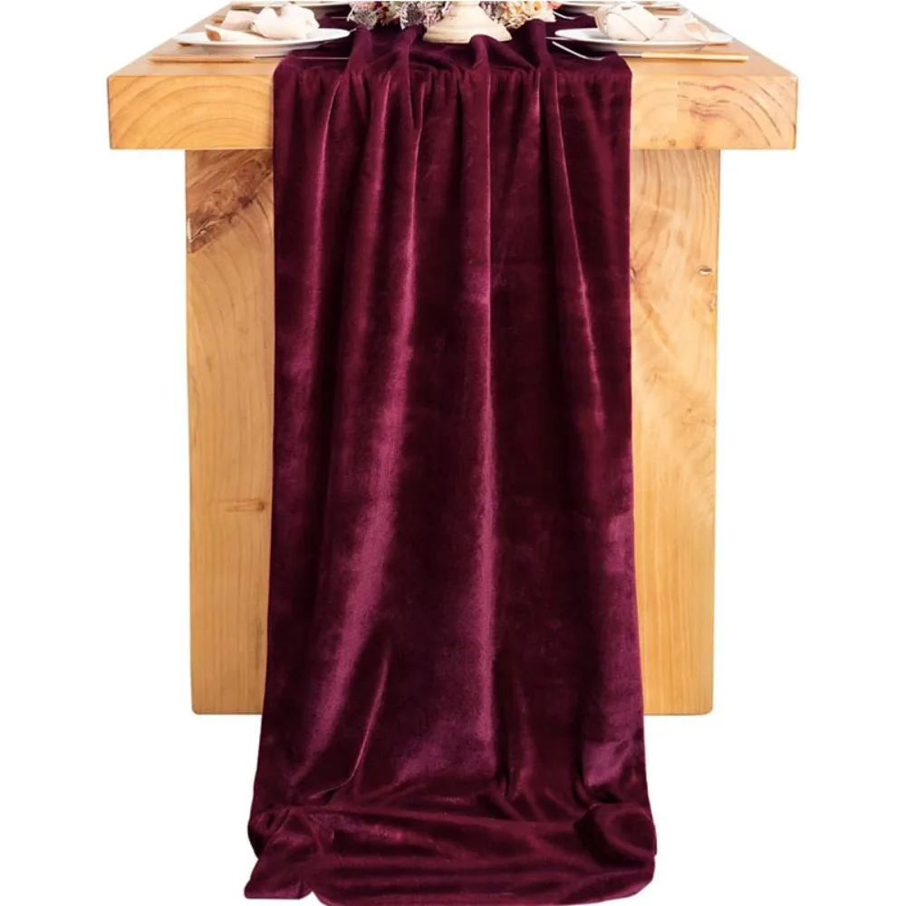 

Practical European Style Velvet Table Runner Extended Rectangular Wedding Table Cloth Non-slip Table Linen New Year