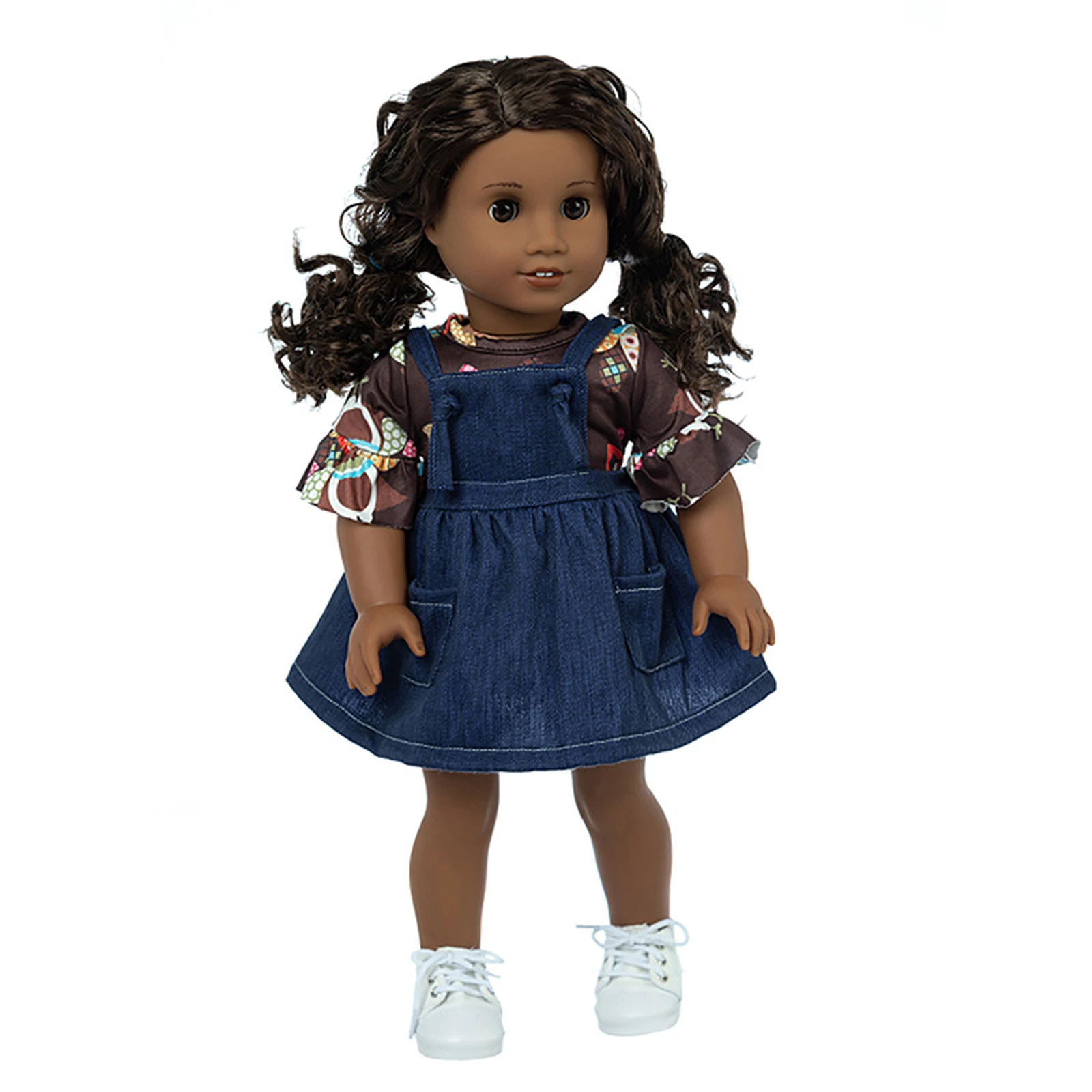 16-18 inch simulated doll clothing set, reborn doll clothing, children's toy accessories, turkey denim shoulder strap skirt