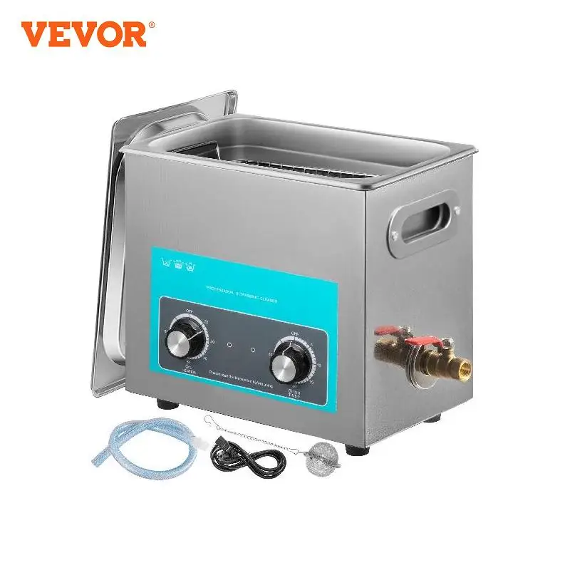 VEVOR Home Appliance 10L 15L Knob Ultrasonic Cleaner with Heater Timer Portable Washing Machine for Jewelry Glasses