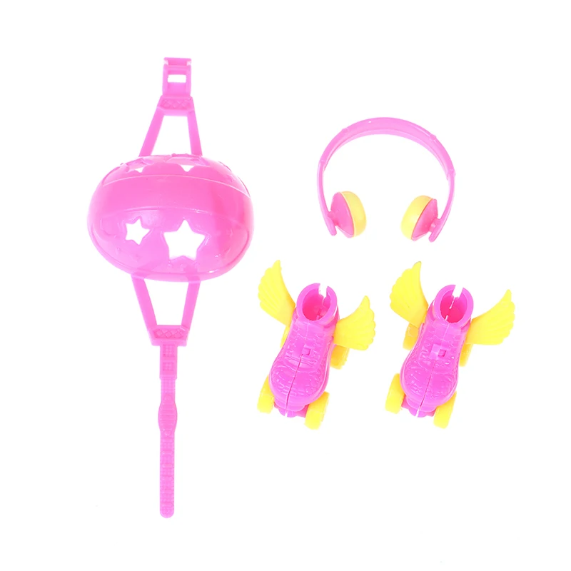 4PCS Decorative Roller Skate Fancy Doll Shoes headset helmet For  Kids