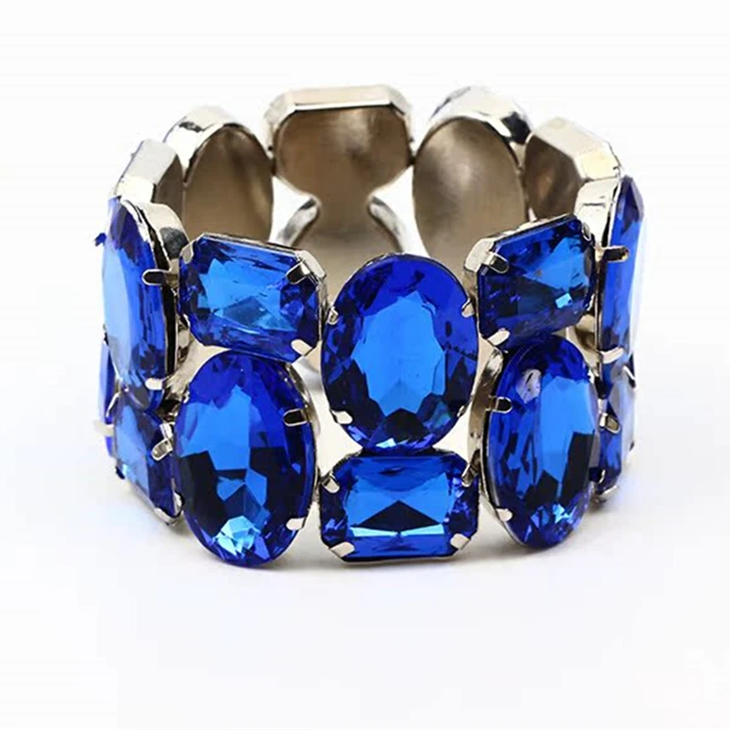 Fashion Exquisite Wide Elastic Color Rhinestone Bridal Bracelet