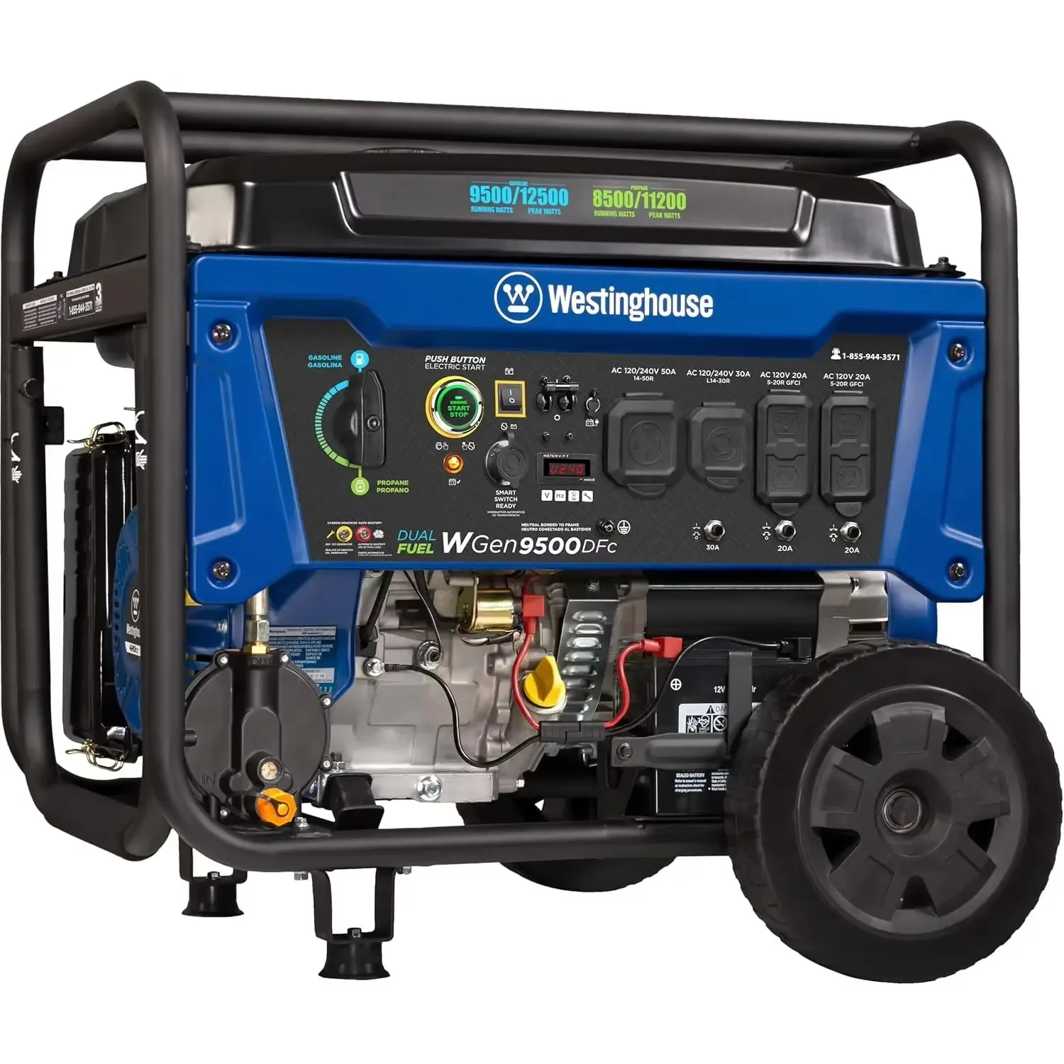 

Outdoor Power Equipment 12500 Peak Watt Dual Fuel Home Backup Portable Generator, Remote Electric Start, Gas and Propane Powered