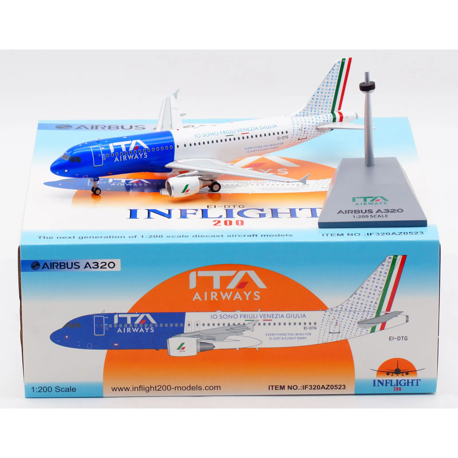 

IF320AZ0523 Alloy Collectible Plane Gift INFLIGHT 1:200 ITA Airways Airbus A320 Diecast Aircraft JET Model EI-DTG With Stand