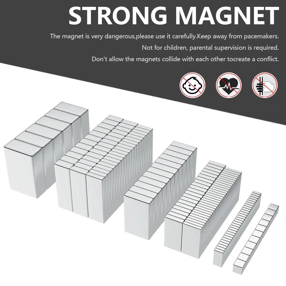 N35 초강력 네오디뮴 자석 블록 NdfeB 강력한 영구 자석 냉장고 자석 5x5x5 20x10x2mm