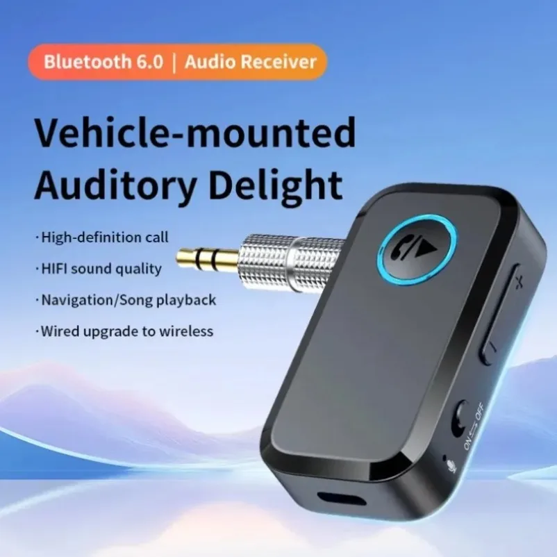 Mini Bluetooth 6.0 Audio Receiver Wireless Adapter Type‑C Charging Noise Filter AAC SBC Decoding for Car Stereo System