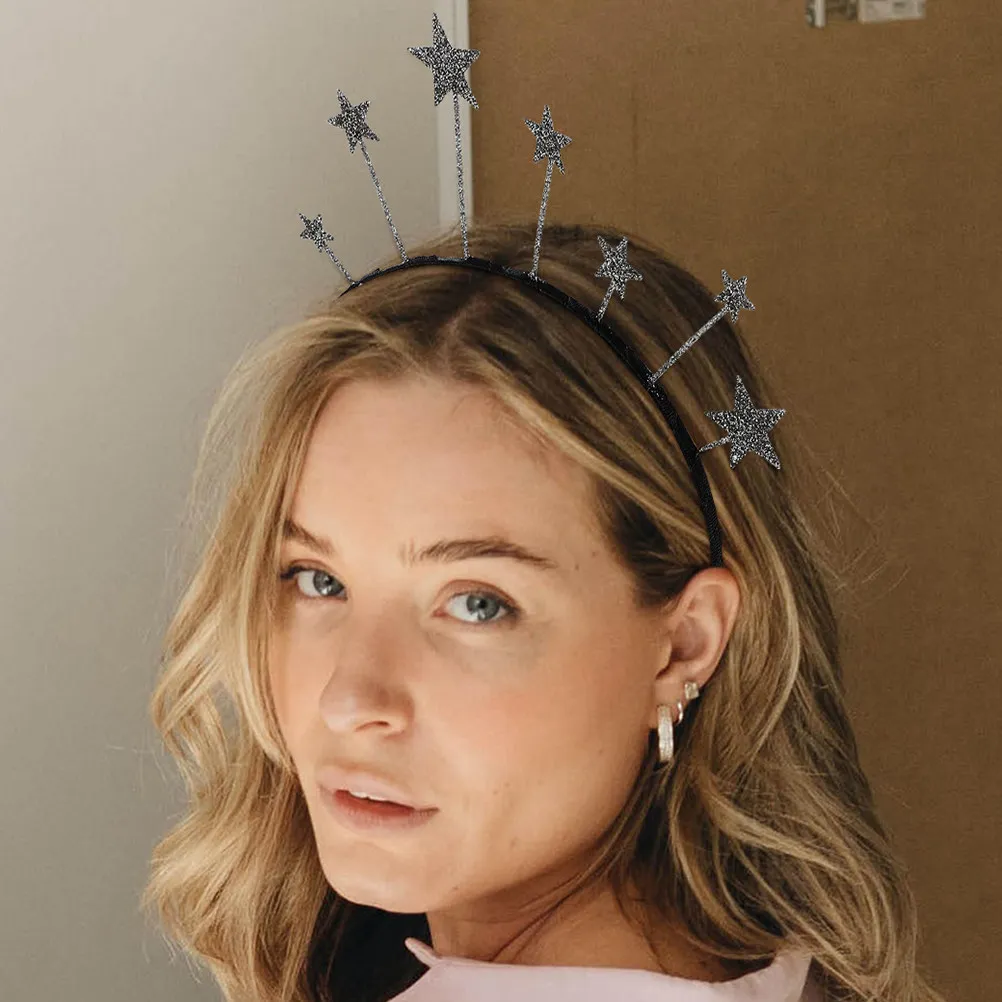 2Pcs Star and Moon Hairband Metal Headwear Wedding Party Festival Accessories for Women Star and Moon Headband