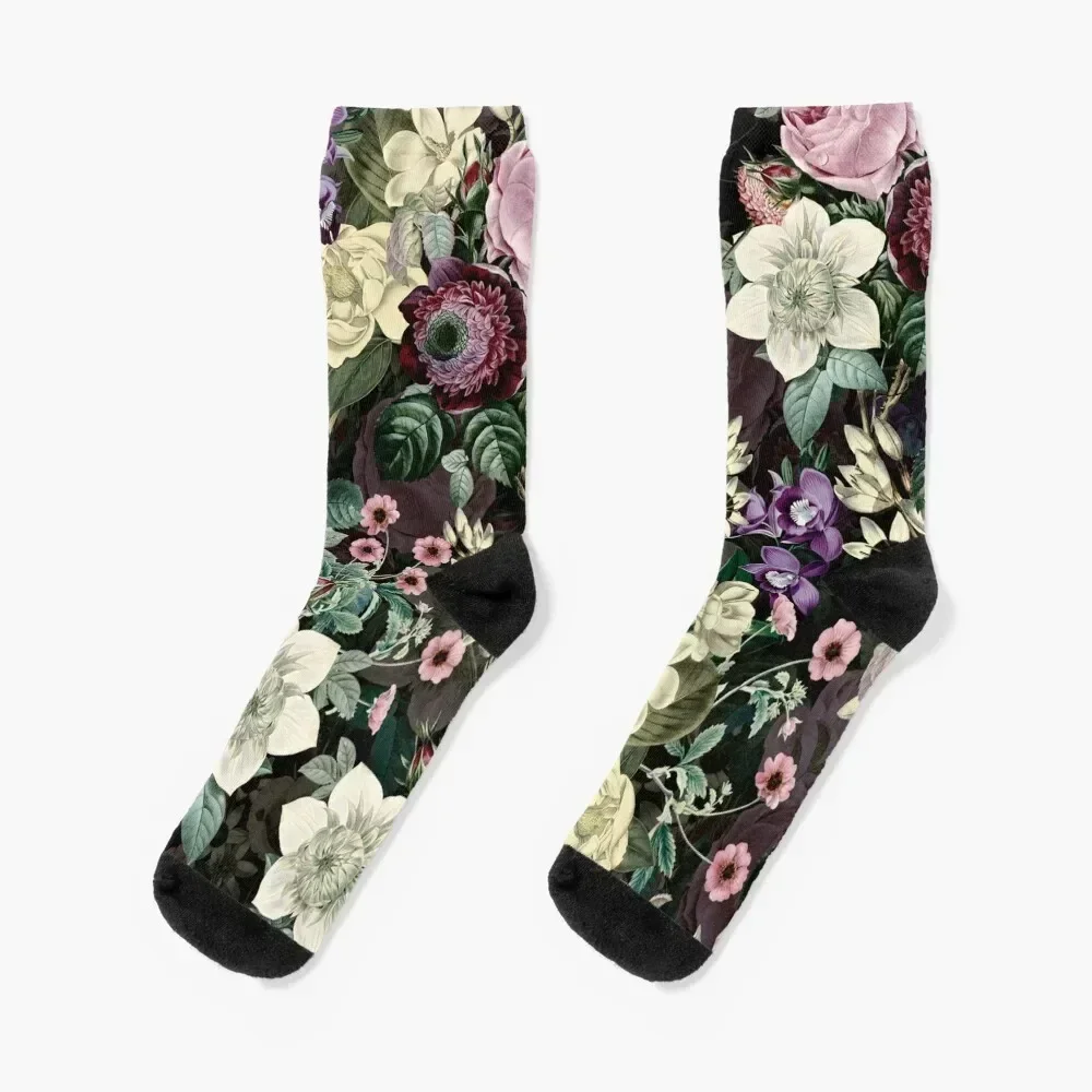 

Vintage Lush English Flower Pattern Socks new in's gift moving stockings halloween Socks For Women Men's