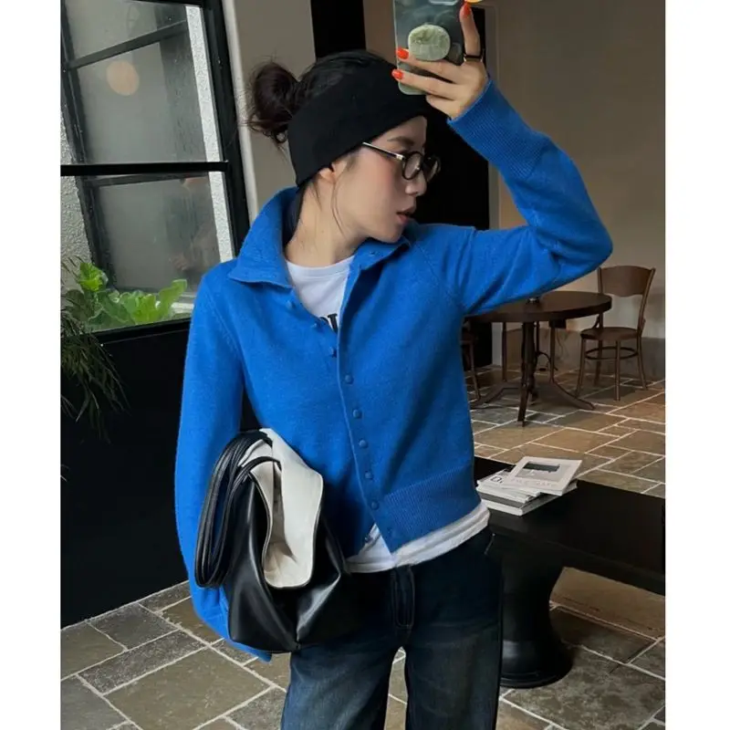 Maglione bidirezionale stile coreano da donna cardigan in maglia allentata a collo alto 2025 pullover caldo invernale versatile top pigro